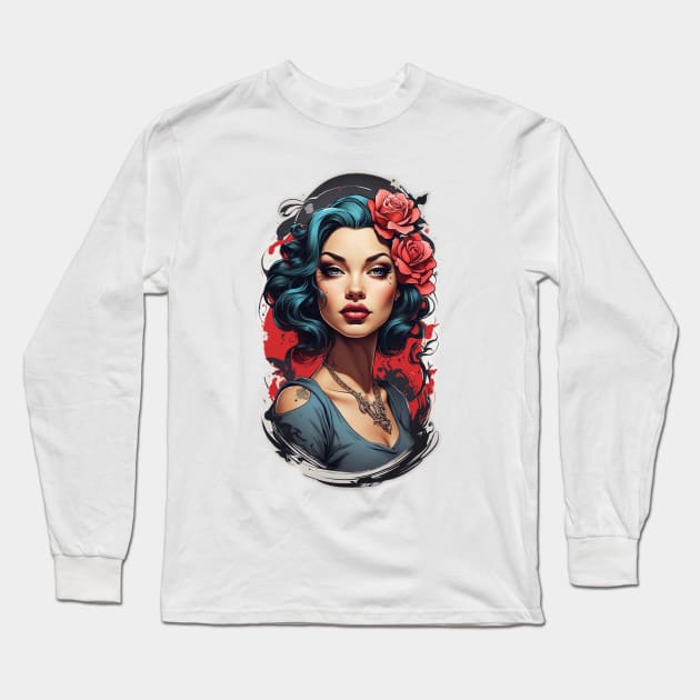 Pin Up Modern Art Long Sleeve T-Shirt by Dürer Design